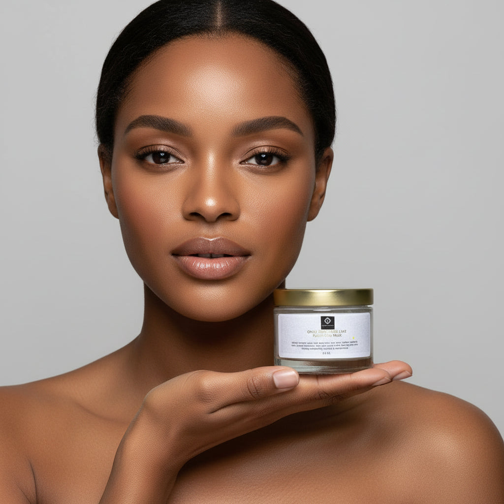 Glass jar with gold lid on a white background