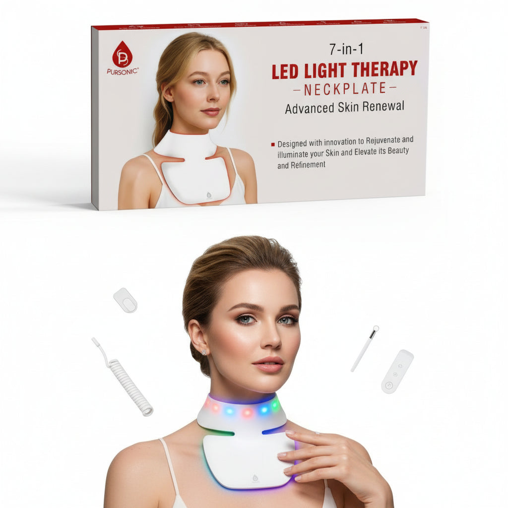 Pursonic LED Light Therapy Neckplate – Rejuvenate Your Neck & Décolleté